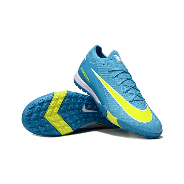 Nike Zoom Mercurial Vapor 16 Elite Kids Light Blue and Green Turf TF Football Boot