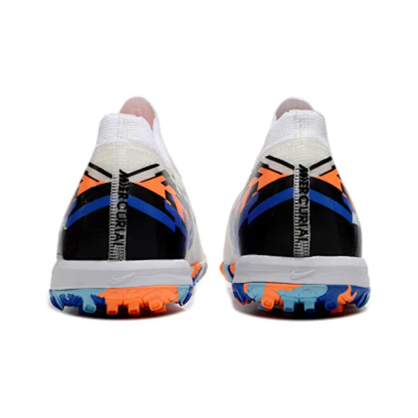 Nike Zoom Mercurial Vapor 16 Elite Kids White and Blue Turf TF Football Boot