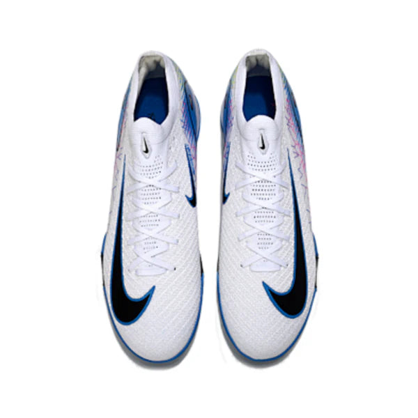 Nike Zoom Mercurial Vapor 16 Elite Kids White and Blue Turf TF Football Boot