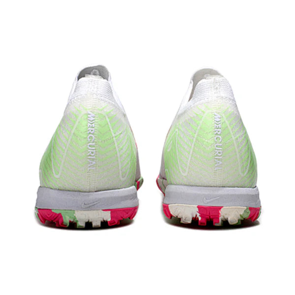 Nike Zoom Mercurial Vapor 16 Elite White Light Pink and Green Kids Turf TF Football Boot