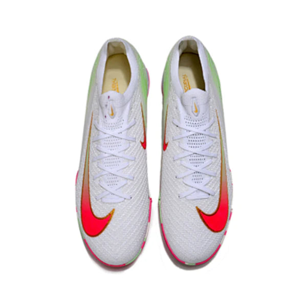 Nike Zoom Mercurial Vapor 16 Elite White Light Pink and Green Kids Turf TF Football Boot