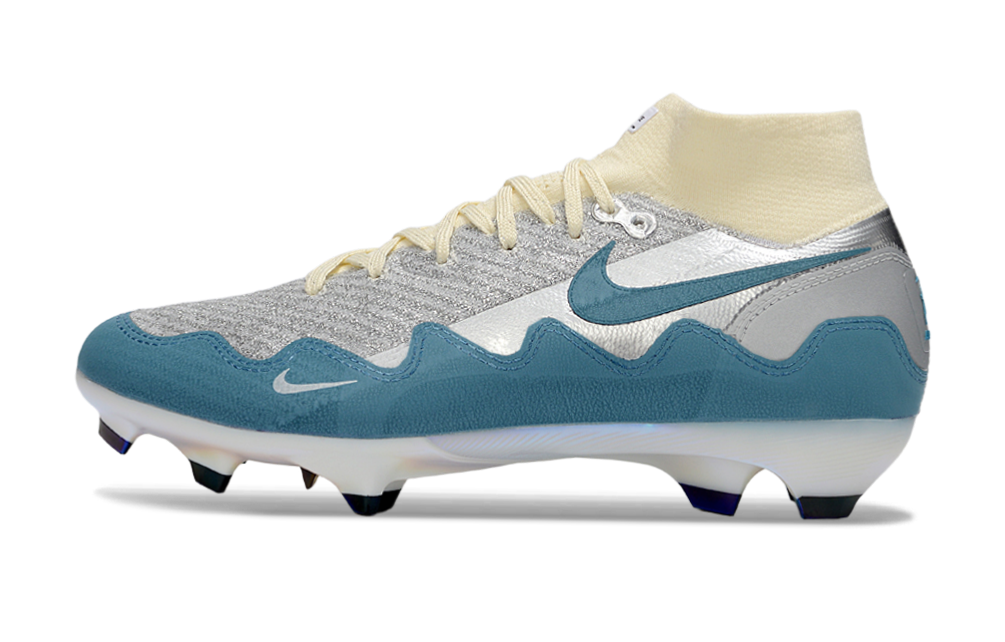 Nike x Patta Mercurial Superfly Elite Silver, Blue and White Firm Ground FG Football Boot