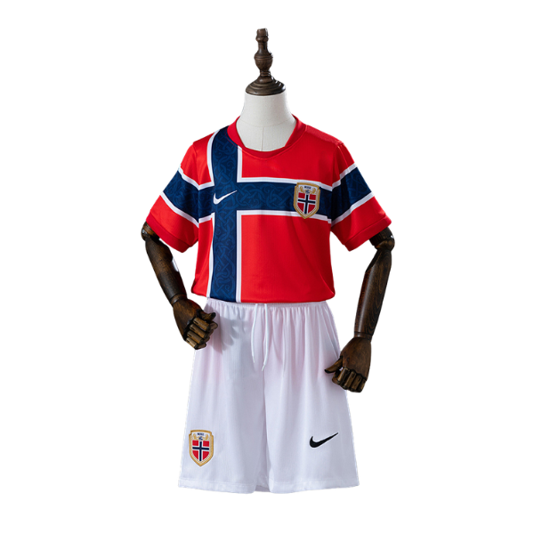 Norway Nike 2026 Home Kids Version Football T-Shirt + Shorts Kit