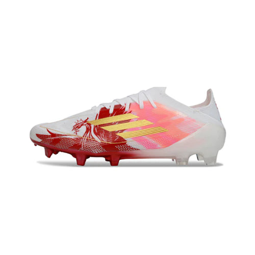 Adidas F50 Primeknit Elite White, Golden and Red FG