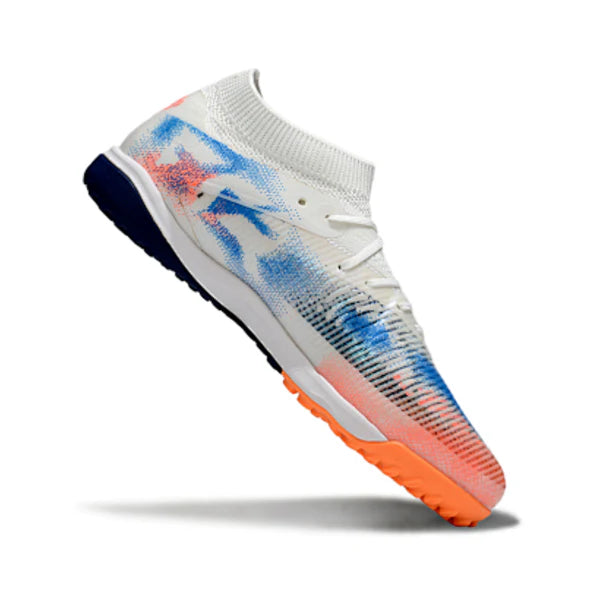 Puma Future 8 White Orange and Light Blue TF