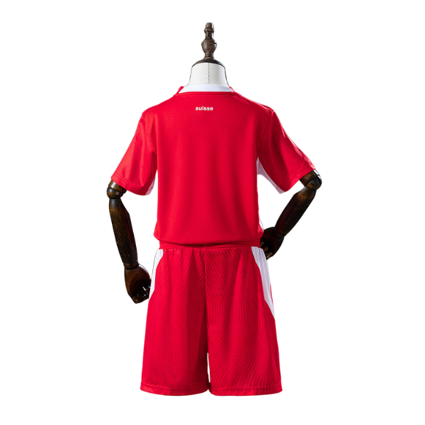 Switzerland Puma 2026 Home Kids Version Football T-Shirt + Shorts Kit