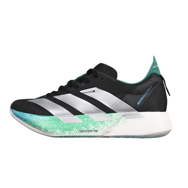 Adidas Adizero Adios Pro 4 Black White Green and Blue Running Shoes
