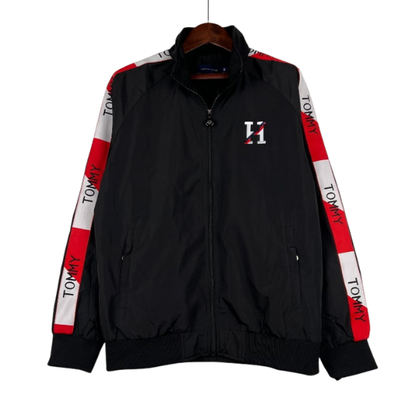 Tommy Hilfiger Black White and Red Windbreaker Jacket