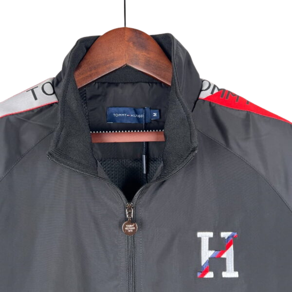 Tommy Hilfiger Black White and Red Windbreaker Jacket