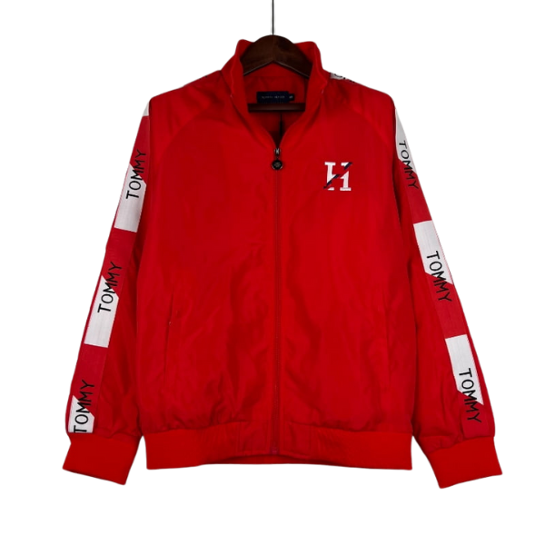 Tommy Hilfiger Red and White Windbreaker Jacket
