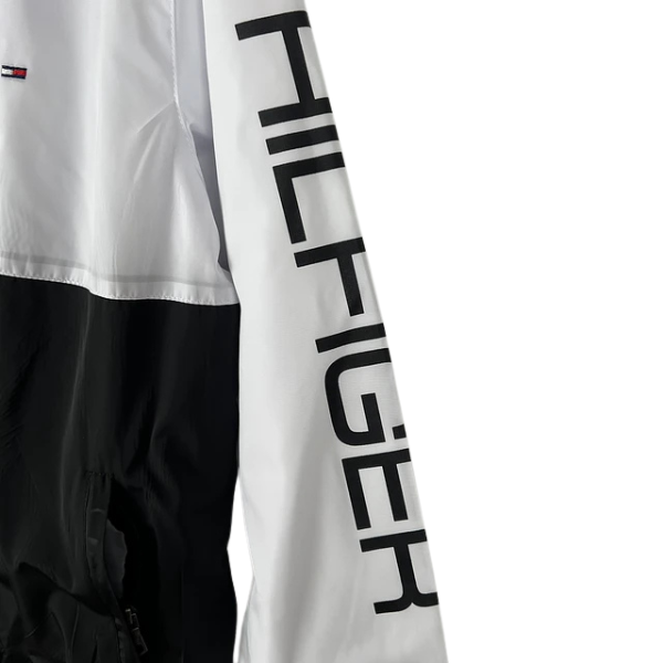 Tommy Hilfiger White and Black Windbreaker Jacket