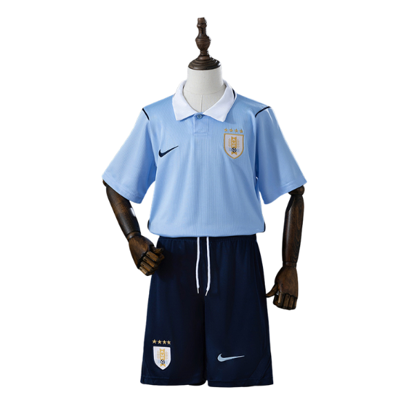 Uruguay Nike 2026 Home Kids Version Football T-Shirt + Shorts Kit