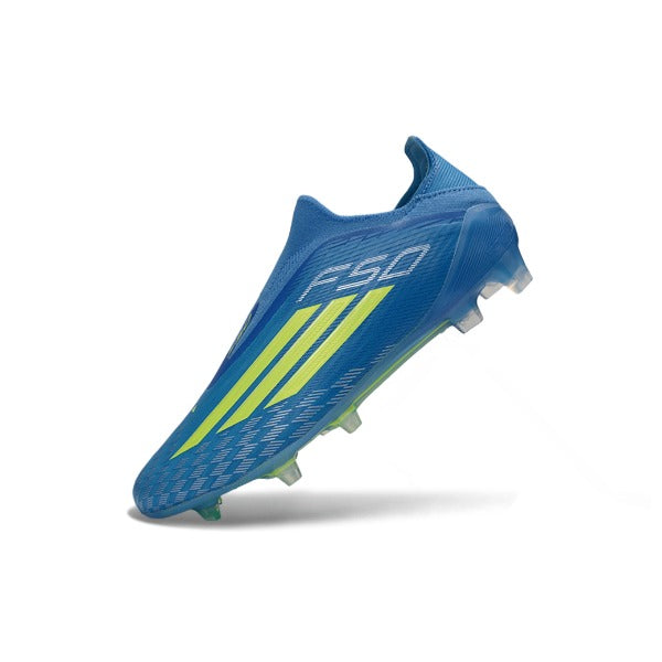 Adidas F50 Elite Laceless Blue and Green Kids Firm Ground FG Football Boot