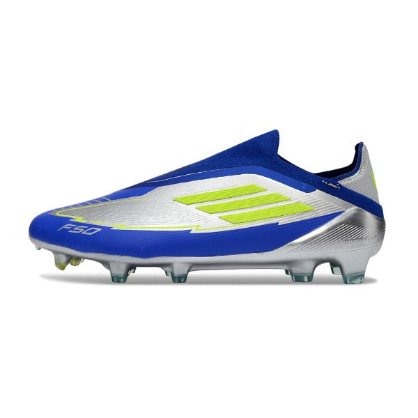 Adidas F50 Elite Laceless Blue and Silver Firm Ground FG Football Boot