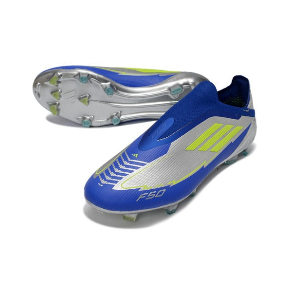 Adidas F50 Elite Laceless Blue and Silver Firm Ground FG Football Boot