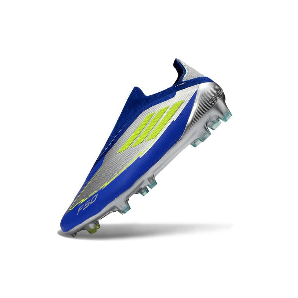 Adidas F50 Elite Laceless Blue and Silver Firm Ground FG Football Boot