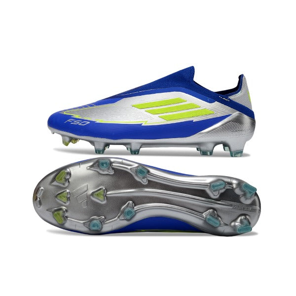 Adidas F50 Elite Laceless Blue and Silver Firm Ground FG Football Boot