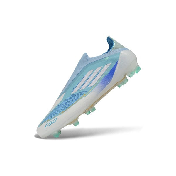 Adidas F50 Elite Laceless Light Blue and Blue Firm Ground FG Football Boot