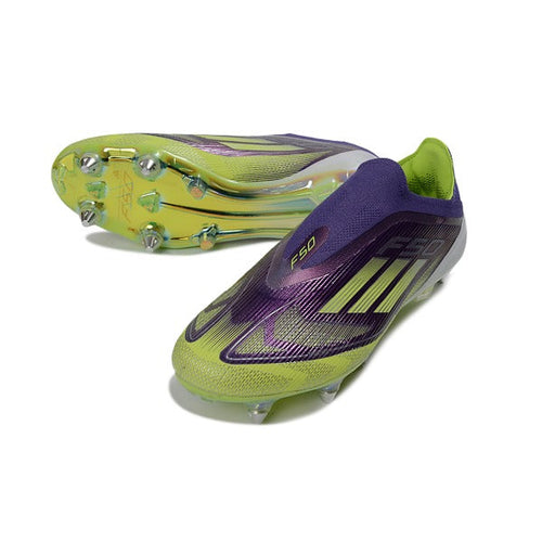 Adidas F50 Elite Laceless Purple and Green SG