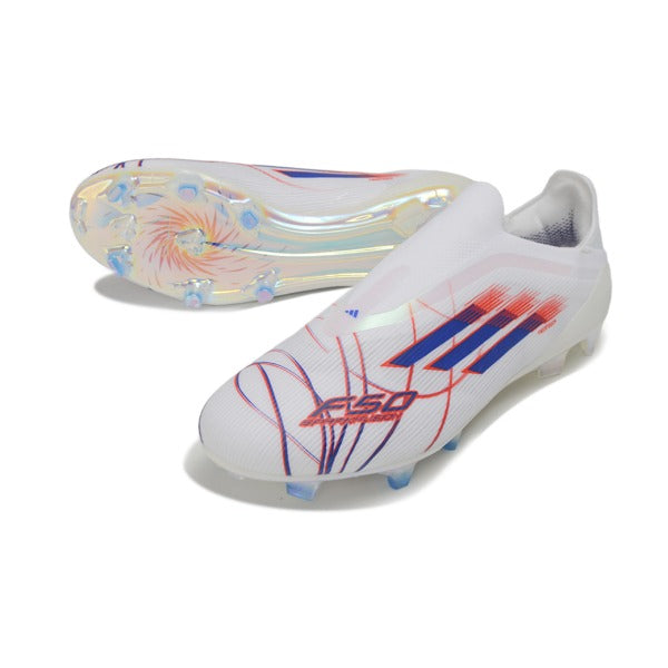 Adidas F50 Elite Laceless White and Blue Firm Ground FG Football Boot