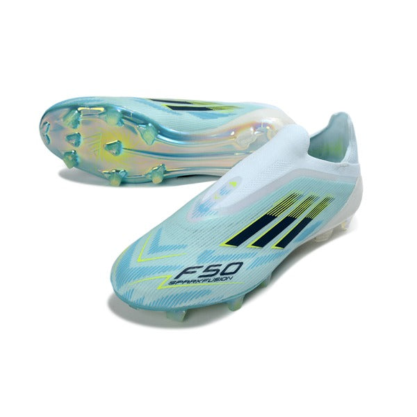 Adidas F50 Elite Laceless White and Fluorescent Green Firm Ground FG Football Boot