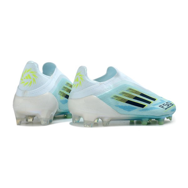 Adidas F50 Elite Laceless White and Fluorescent Green Firm Ground FG Football Boot