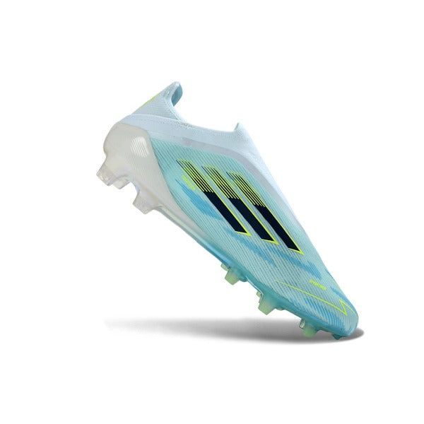Adidas F50 Elite Laceless White and Fluorescent Green Firm Ground FG Football Boot