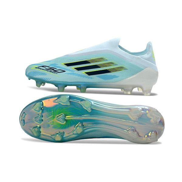 Adidas F50 Elite Laceless White and Fluorescent Green Firm Ground FG Football Boot