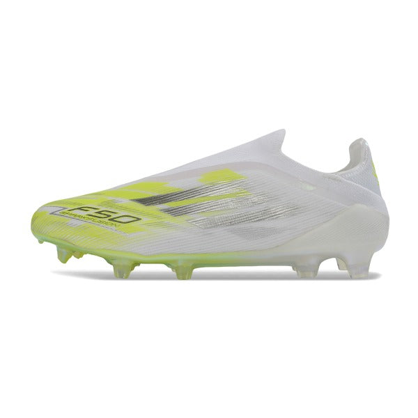 Adidas F50 Elite Laceless White and Yellow Firm Ground FG Football Boot
