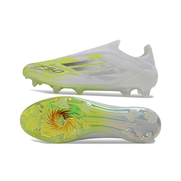 Adidas F50 Elite Laceless White and Yellow Firm Ground FG Football Boot