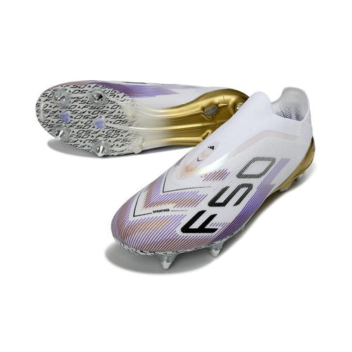 Adidas F50 Elite Laceless White, Purple and Golden SG