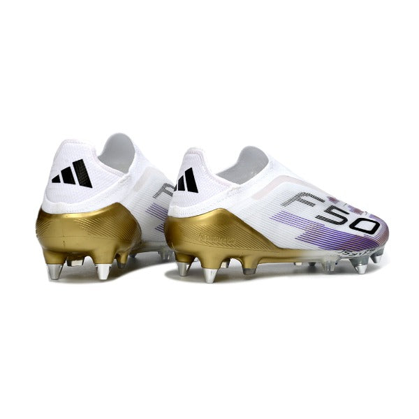 Adidas F50 Elite Laceless White, Purple and Golden SG