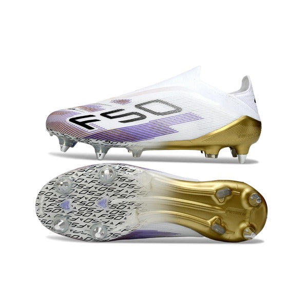 Adidas F50 Elite Laceless White, Purple and Golden SG