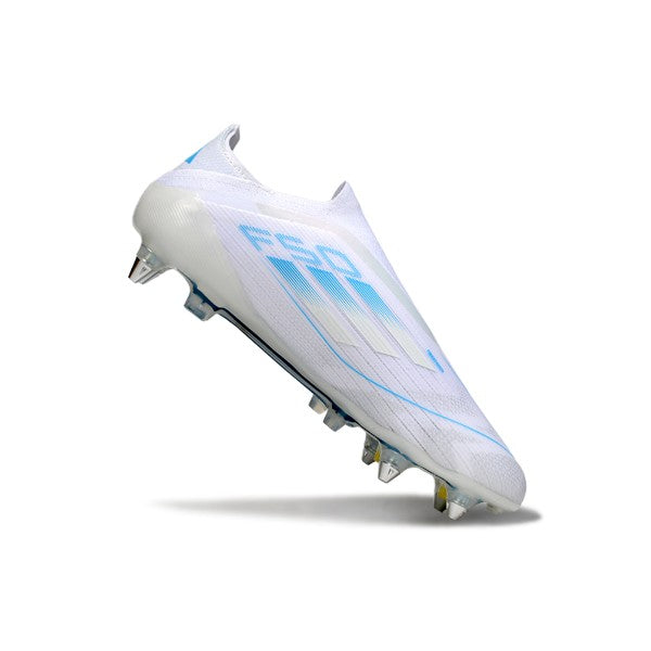 Adidas F50 Elite Laceless White and Light Blue SG
