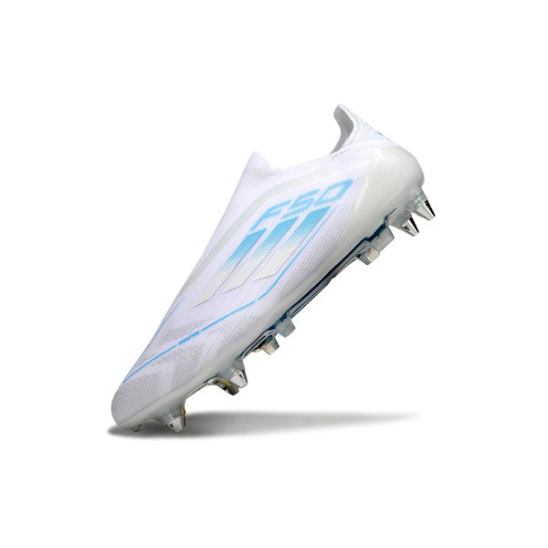 Adidas F50 Elite Laceless White and Light Blue SG