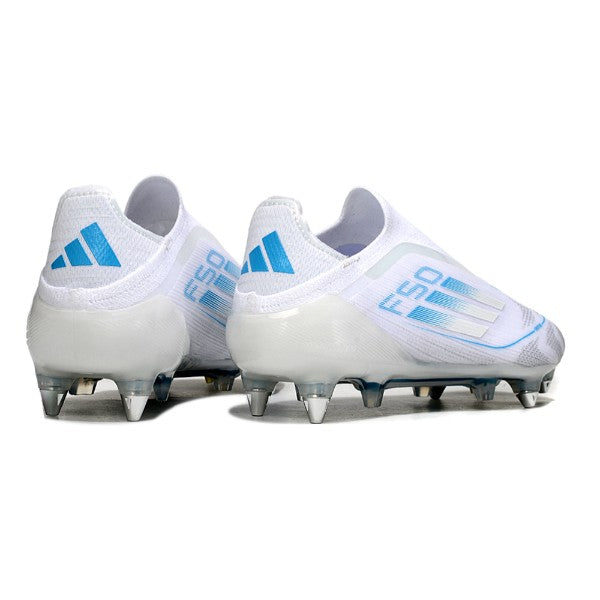 Adidas F50 Elite Laceless White and Light Blue SG