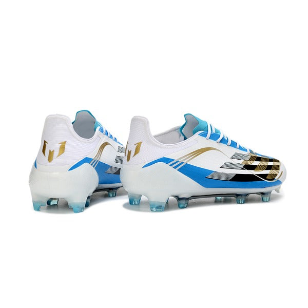 Adidas F50 Elite White, Blue and Golden Firm Ground FG Football Boot