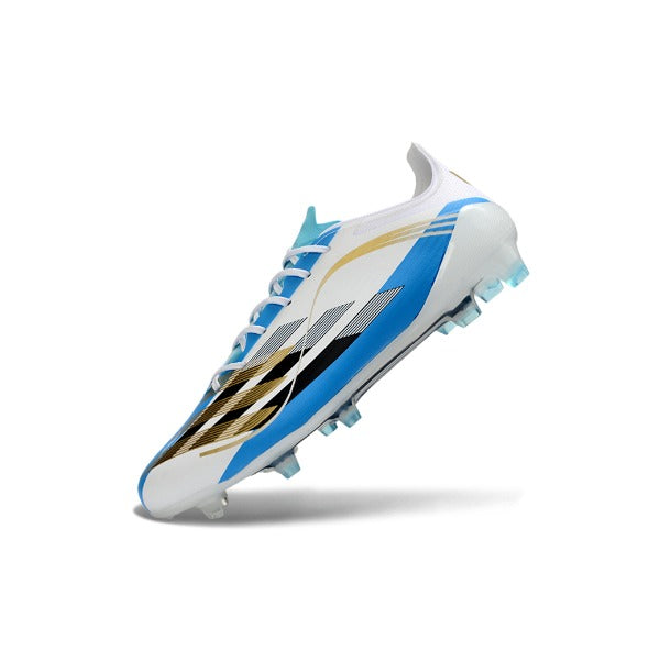 Adidas F50 Elite White, Blue and Golden Firm Ground FG Football Boot
