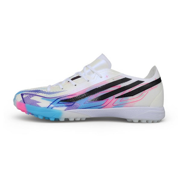 Adidas F50 Hyperfast Elite White, Black and Purple Turf TF Kids Football Boot