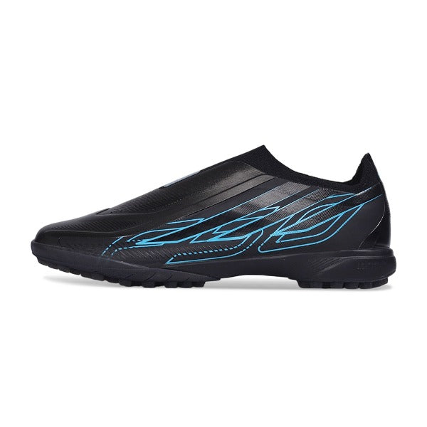 Adidas F50 Hyperfast Laceless Elite Black and Blue Turf TF Football Boot