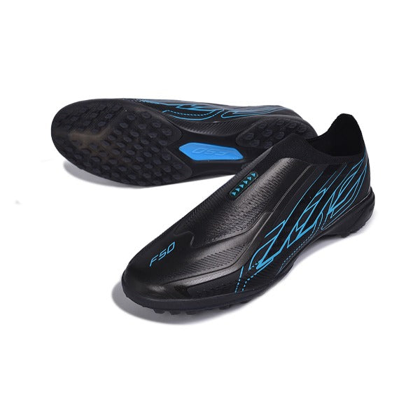 Adidas F50 Hyperfast Laceless Elite Black and Blue Turf TF Football Boot