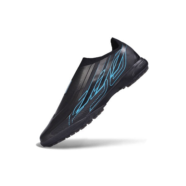 Adidas F50 Hyperfast Laceless Elite Black and Blue Turf TF Football Boot