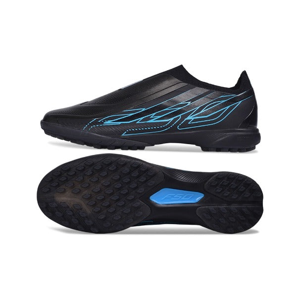 Adidas F50 Hyperfast Laceless Elite Black and Blue Turf TF Football Boot