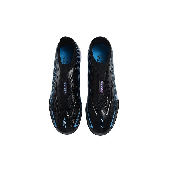 Adidas F50 Hyperfast Laceless Elite Black and Blue Turf TF Kids Football Boot