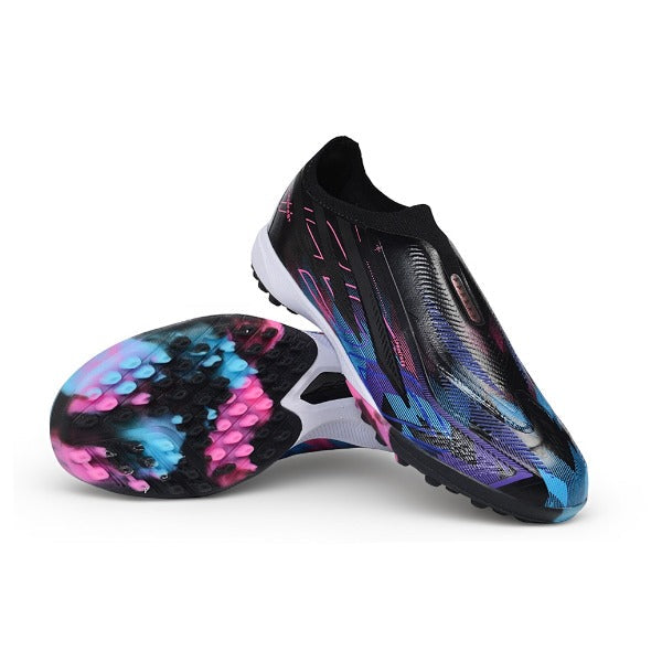 Adidas F50 Hyperfast Laceless Elite Black, Pink and Purple Turf TF Kids Football Boot