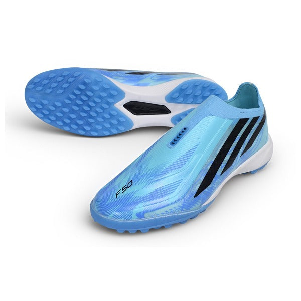 Adidas F50 Hyperfast Laceless Elite Light Blue Turf TF Football Boot