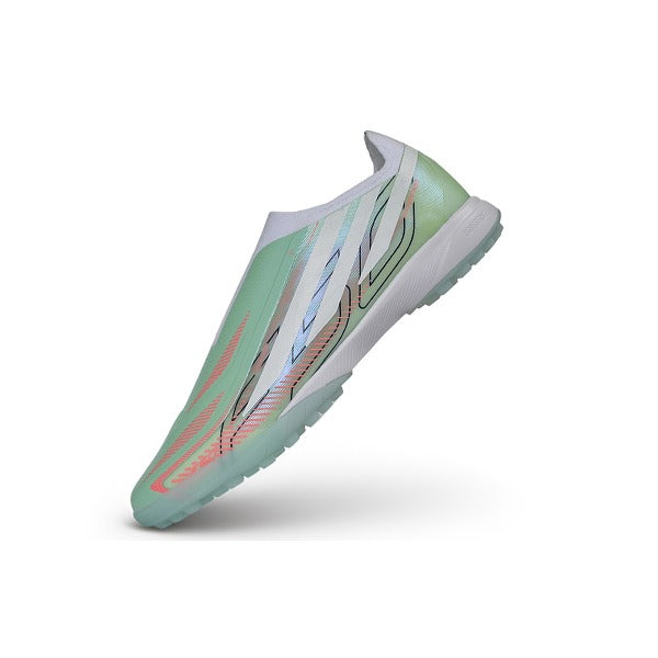 Adidas F50 Hyperfast Laceless Elite Light Green and White Turf TF Football Boot