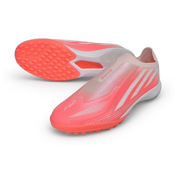 Adidas F50 Hyperfast Laceless Elite Pink and White Turf TF Football Boot