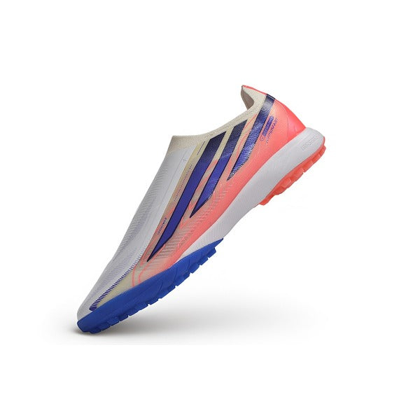 Adidas F50 Hyperfast Laceless Elite Pink, White and Blue Turf TF Football Boot