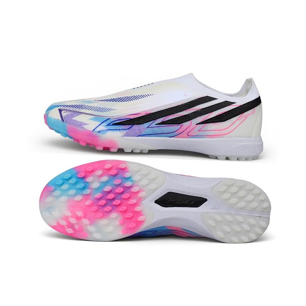 Adidas F50 Hyperfast Laceless Elite White, Black and Purple Turf TF Kids Football Boot